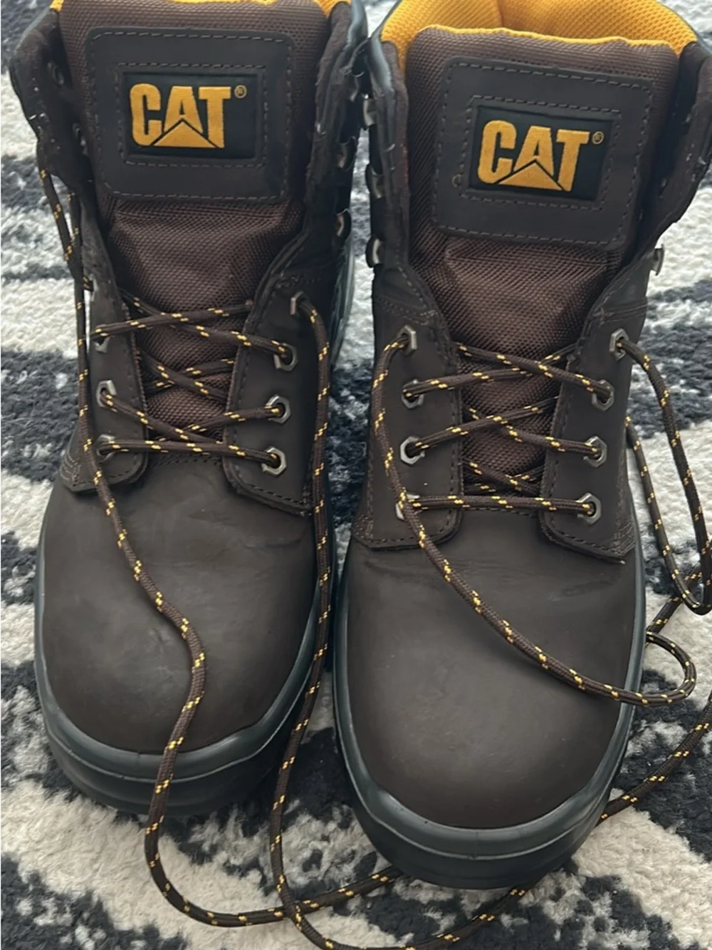 Caterpillar Brown Work Boots with Yellow Interior